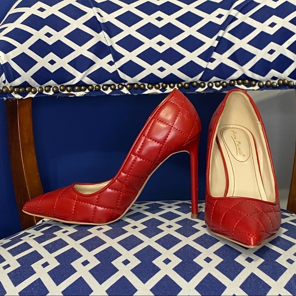 Shoes - Red quilted classic pointy toe stiletto heels